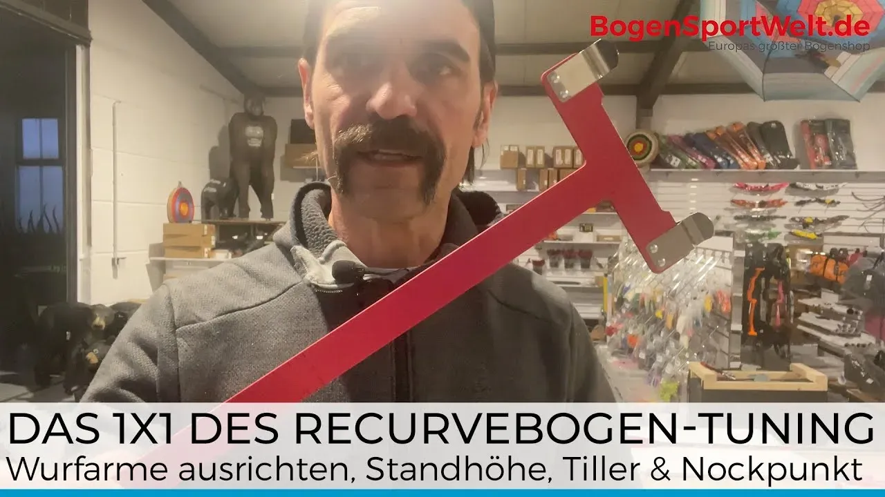 Titelbild des Videos, ein Recurvebogen wird mit dem Checker vermessen